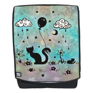 Sac À Dos Dessin de silhouette de chat noir mignon