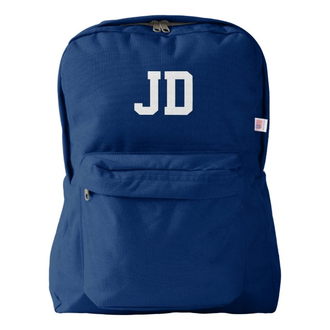 Sac À Dos Dossier paraphé monogramme personnalisé | Bleu mar (Devant)