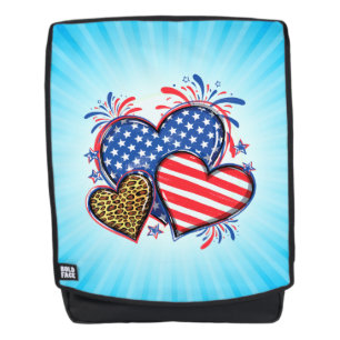 Sac À Dos Drapeau Américain Cœur Léopard Sublimation-64210