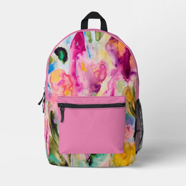 sac à dos du jardin de printemps avec poche rose (Recto)