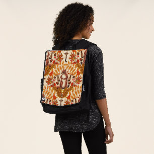 Sac À Dos Écureuil d'automne sur blanc