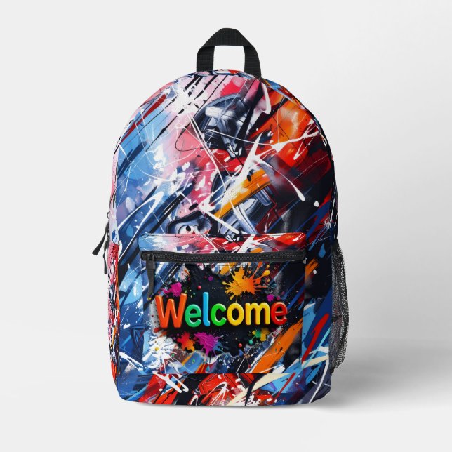 sac à dos enfants aquarelle retour à l'école moder (Recto)