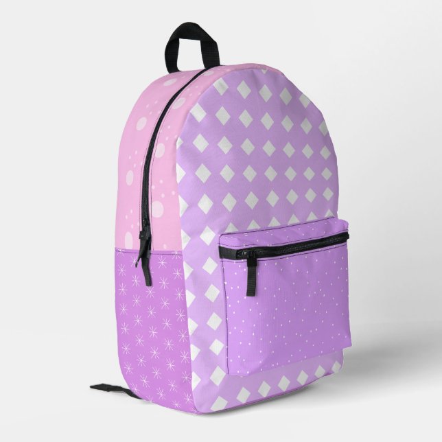 Sac à dos esthétique lavande rose pastel (Coin arrière gauche)