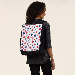 Sac À Dos Étoiles rouges et bleues, 4 juillet, fond blanc