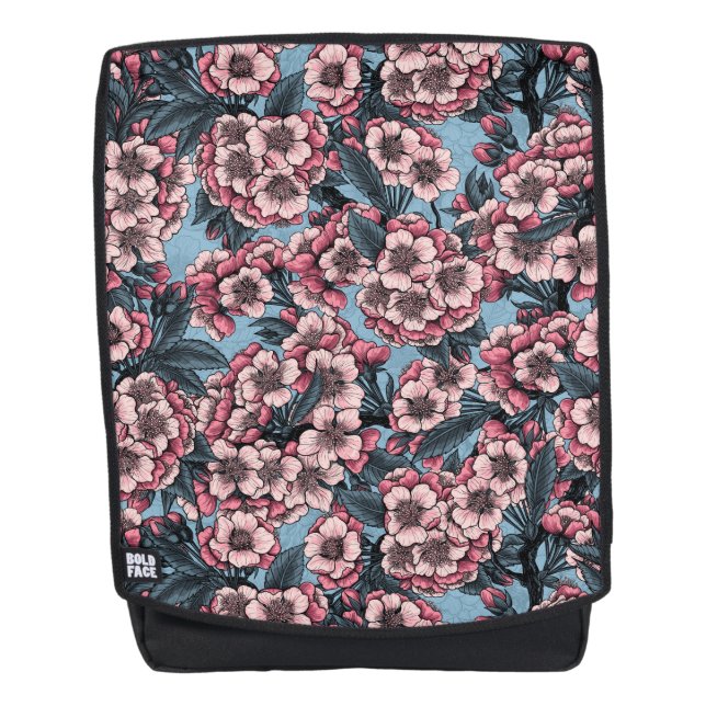 Sac À Dos Fleur de cerisier rose et bleu (Devant)