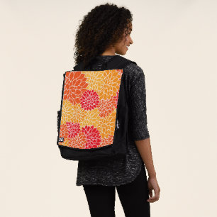 Sac À Dos Fleurs Dahlia, Motif De Fleurs, Dahlia Orange