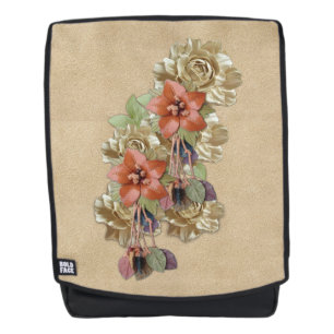 Sac À Dos Fleurs de cuir sur le daim