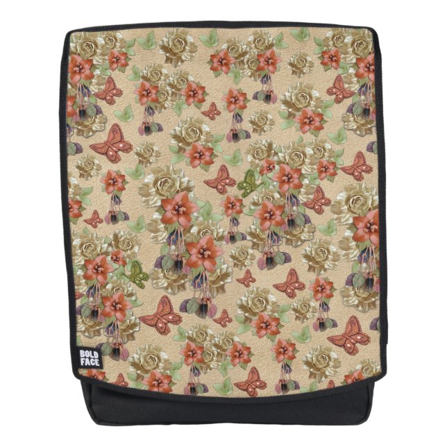Sac À Dos Fleurs de cuir sur le daim (Devant)