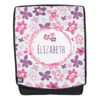 Fleurs roses et Coeurs bleus mignonnes Personnalis