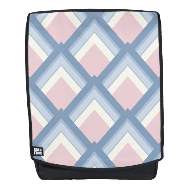 Sac À Dos géométrique Abstraite, bleue, rose et blanc cassé (Devant)
