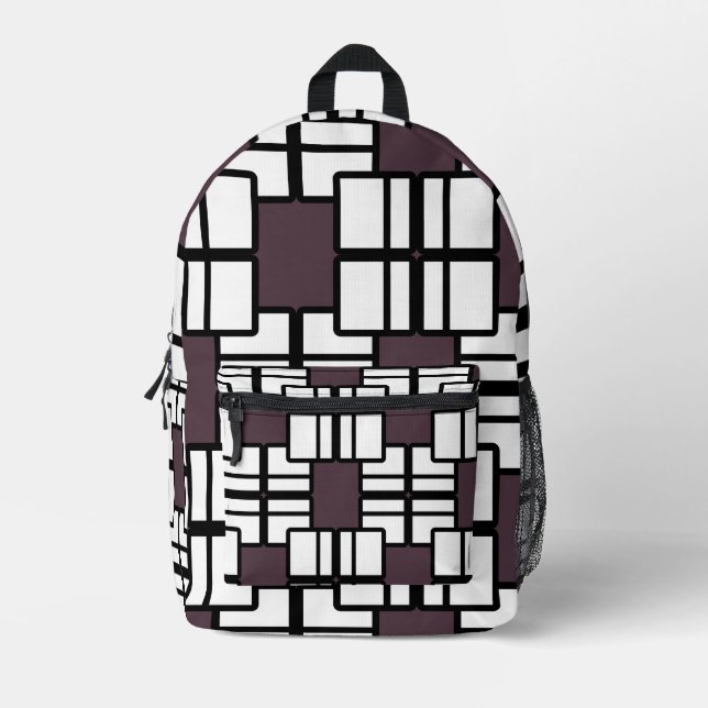Sac à dos géométrique Mauve, Blanc et Noir (Recto)