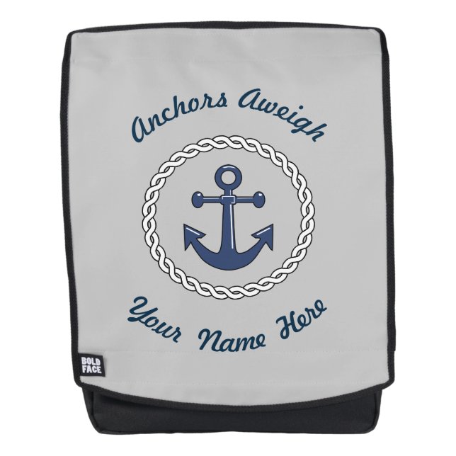 Sac À Dos Gris Aweigh d'Ancres personnalisé (Devant)