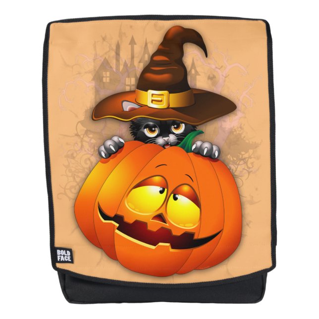Sac À Dos Halloween Cute Kitty Witch et ami Citrouille (Devant)