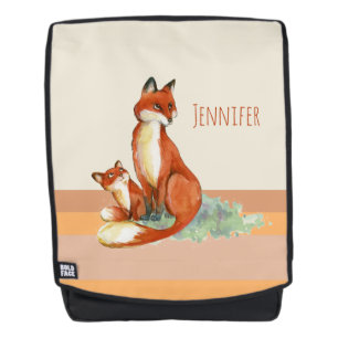 Sac À Dos Illustration de l'aquarelle Momma Fox et Baby