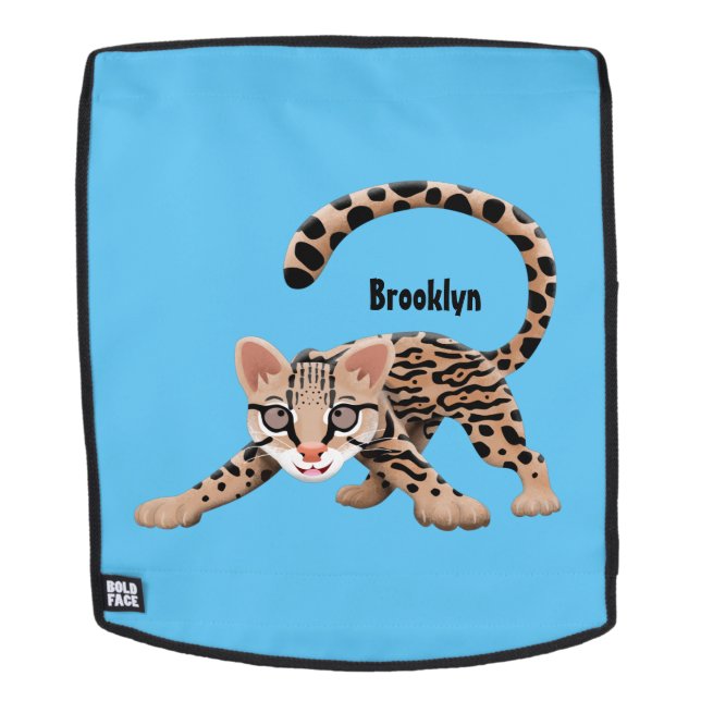Sac À Dos Illustration d'ocelot mignon (Devant amovible)