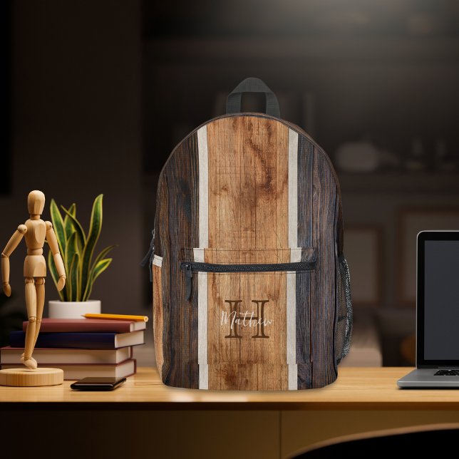Sac à dos imprimé à bande de ton en bois rustique (Créateur téléchargé)