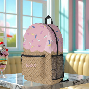 Sac à dos imprimé à cône de crème glacée rose mign