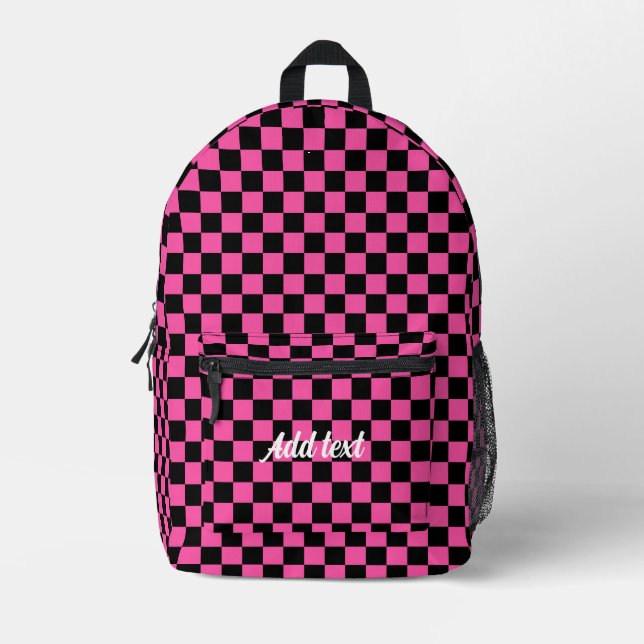 Sac À Dos Imprimé À damiers rose moderne personnalisé (Recto)