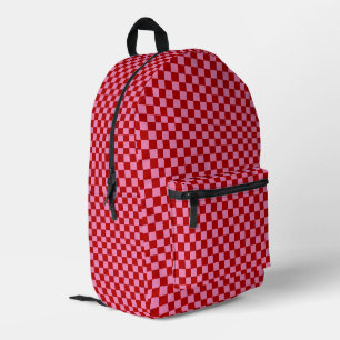 Sac À Dos Imprimé à damiers rouge et rose chaud