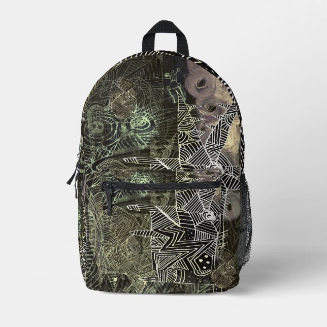 Sac À Dos Imprimé abstrait avec le loup (Recto)