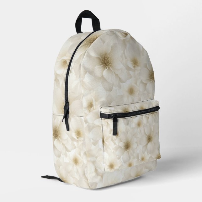 Sac À Dos Imprimé Abstrait floral d'ivoire doux (Coin arrière gauche)