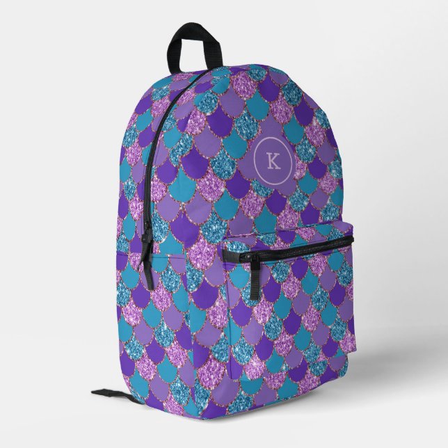 Sac À Dos Imprimé Abstrait sirène glittery écailles sans couture mot (Coin arrière gauche)