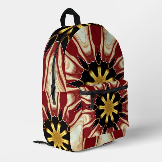 Sac À Dos Imprimé Achempong: Starburst  | Deep Crimson & Gold Luxury (Coin arrière gauche)