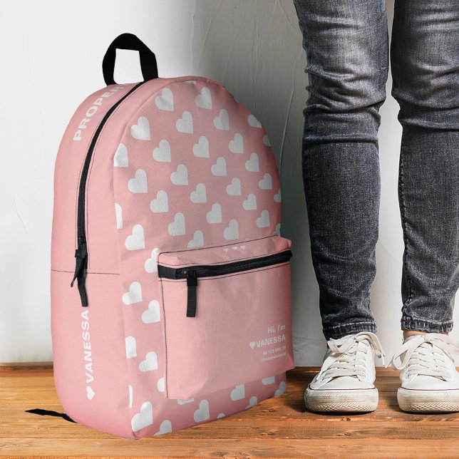 Sac À Dos Imprimé Ado de coeur rose fille moderne élégant (Stylish Modern Girly Pink Heart Teen Printed Backpack
)