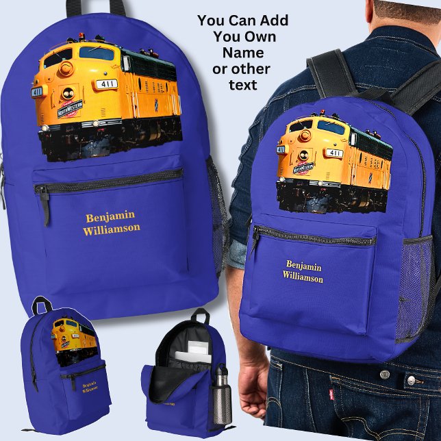 Sac À Dos Imprimé Ajouter votre nom - Locomotive Diesel Jaune en ble (Créateur téléchargé)