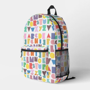 Sac À Dos Imprimé Alphabet rétro géométrique