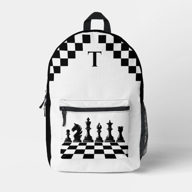 Sac À Dos Imprimé Amateurs d'échecs personnalisés noir et blanc (Recto)