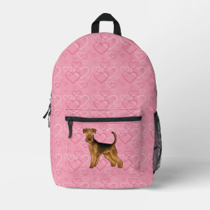 Sac À Dos Imprimé Amour de chien Airedale Terrier avec motif de cœur