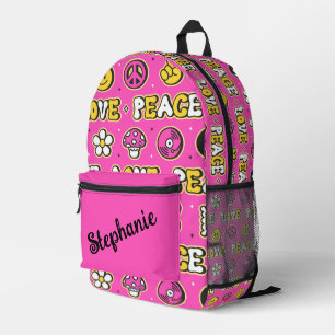 Sac À Dos Imprimé Amour et Paix Style Hippy Personnalisé