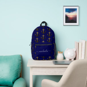 Sac À Dos Imprimé Anchor Or en faux brillants bleu marine Monogram n