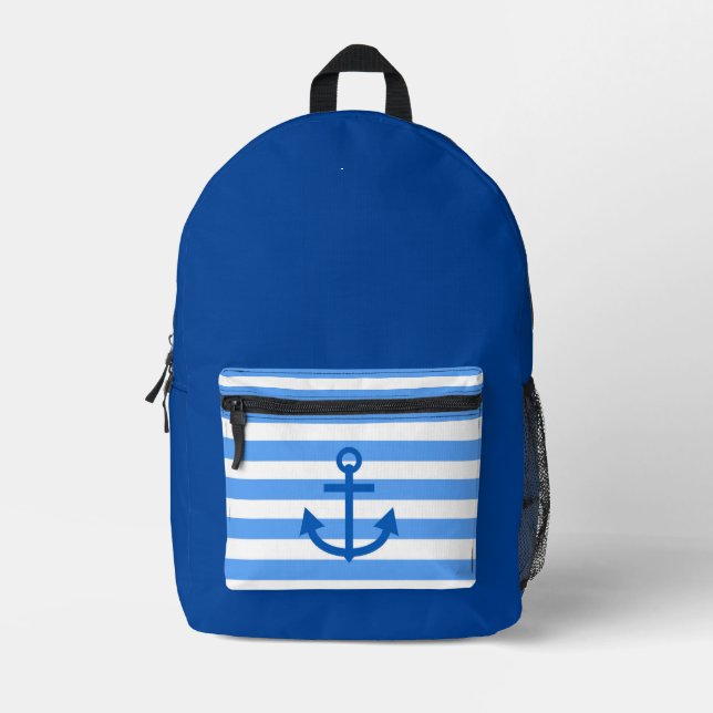 Sac À Dos Imprimé Ancre esthétique nautique bleu profond (Recto)