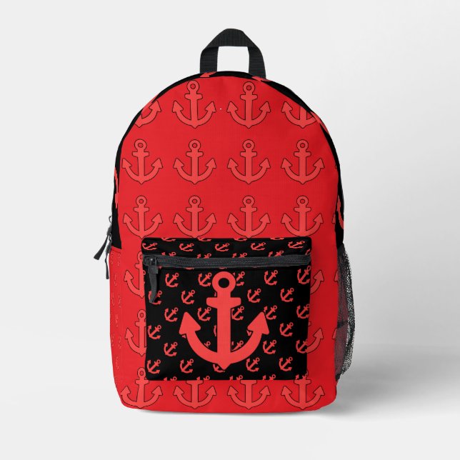 Sac À Dos Imprimé Ancre rouge Répéter rouge noir (Recto)