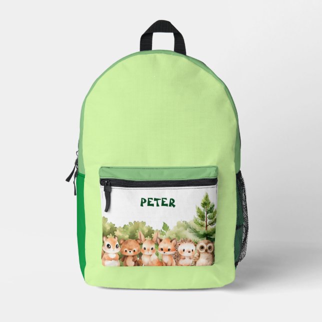 Sac À Dos Imprimé Animaux forestiers des bois (Recto)