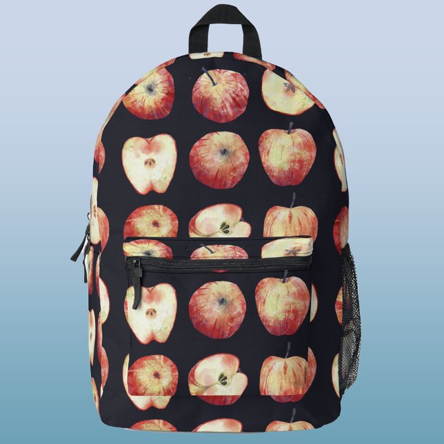 Sac À Dos Imprimé Aquarelle (Apple watercolor dark background backpack, perfect for school)