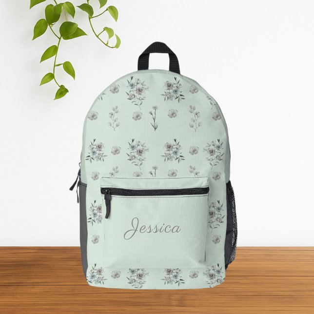 Sac À Dos Imprimé Aquarelle assez élégante Florale (Elegant Vintage Green Floral Backpack)