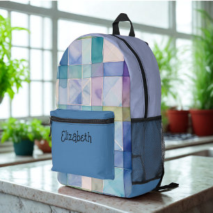 Sac À Dos Imprimé Aquarelle bleu et violet plaid