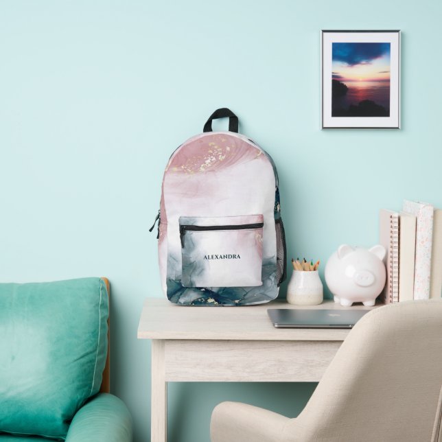 Sac À Dos Imprimé Aquarelle Bleu Rose Bleu Encre d'alcool (Insitu)