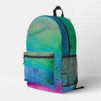 Aquarelle bleu vert élégant Artsy Monogram Girl