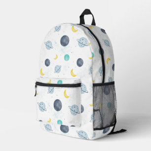 Sac À Dos Imprimé Aquarelle Blue Space Planet Motif