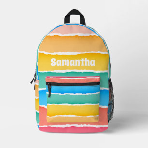 Sac À Dos Imprimé Aquarelle de fille mignonne rayures arc-en-ciel av