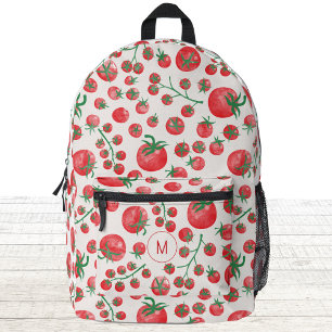 Sac À Dos Imprimé Aquarelle de tomate Monogramme méditerranéen initi