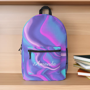 Sac À Dos Imprimé Aquarelle Hologramme violet rose et Motif Abstrait