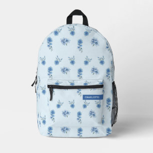 Sac À Dos Imprimé Aquarelle mignonne Bleu Motif Floral