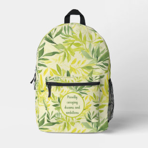 Sac À Dos Imprimé Aquarelle Motif vert et jaune feuille