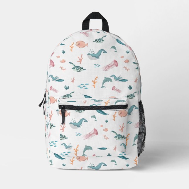 Sac À Dos Imprimé Aquarelle Océan Sea Animaux Motif (Recto)