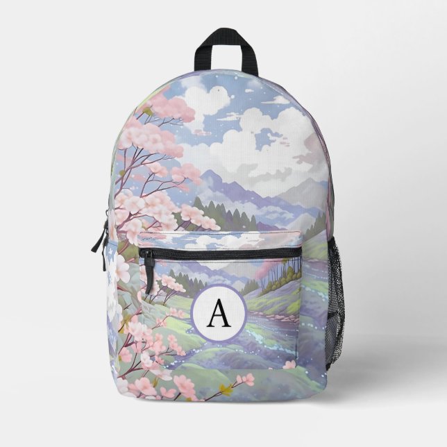 Sac À Dos Imprimé Aquarelle personnalisée Pastel Cherry Blossoms (Recto)